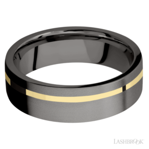 14K Gold and Tantalum 7mm - Off Center Men's Wedding Band