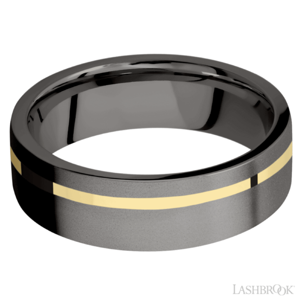14K Gold and Tantalum 7mm - Off Center Men's Wedding Band