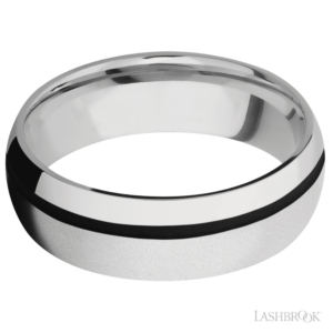 Cobalt Chrome 7mm - Bead Black Inlay Men's Wedding Band