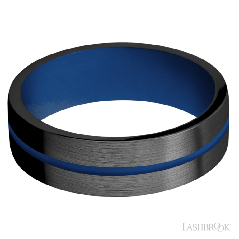 Zirconium 7mm – Blue Inlay Design Men’s Wedding Band Lashbrook 4