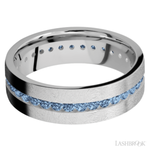 14K Gold 7mm - Sapphire Eternity Men's Wedding Band