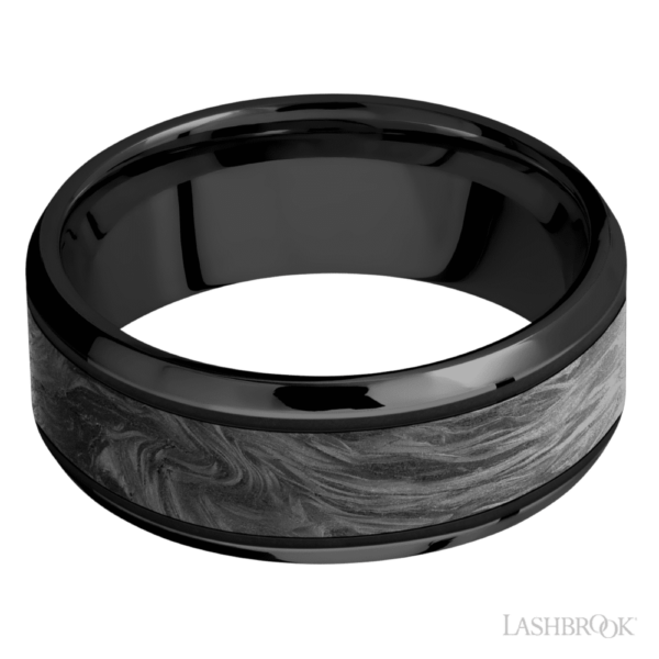 Zirconium and Swirled Carbon Fiber 8mm – Men’s Wedding Band Lashbrook 7