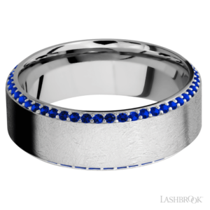 14K Gold 8mm - Bevel Set Sapphire Eternity Men's Wedding Band