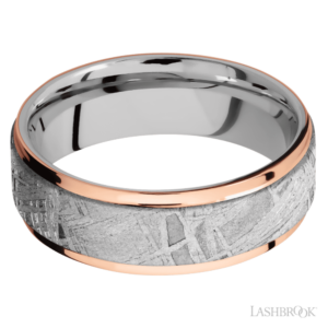 14K Gold and Meteorite 7mm - Men's Wedding Band
