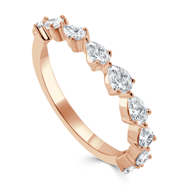 14K Gold East-West Pear Cut Diamond Wedding Band Classic 7