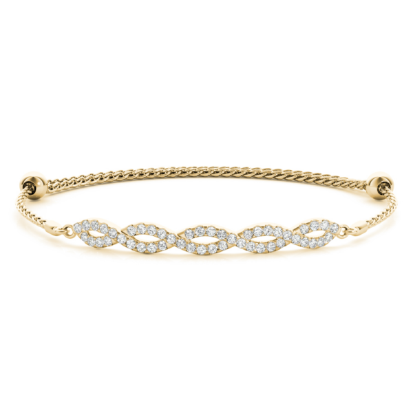 14K Gold Adjustable Eternity Crossover Diamond Cable Bracelet - Image 3