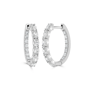 14K Gold In-and-Out Oval and Round Diamond Earrings