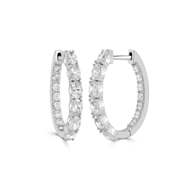 14K Gold In-and-Out Oval and Round Diamond Earrings