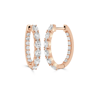 14K Gold In-and-Out Oval and Round Diamond Earrings