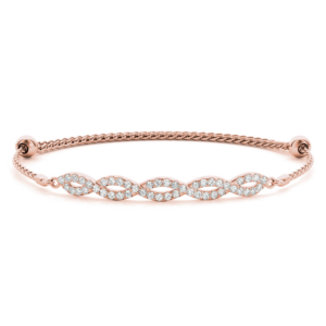 14K Rose Gold Adjustable Eternity Crossover Diamond Cable Bracelet