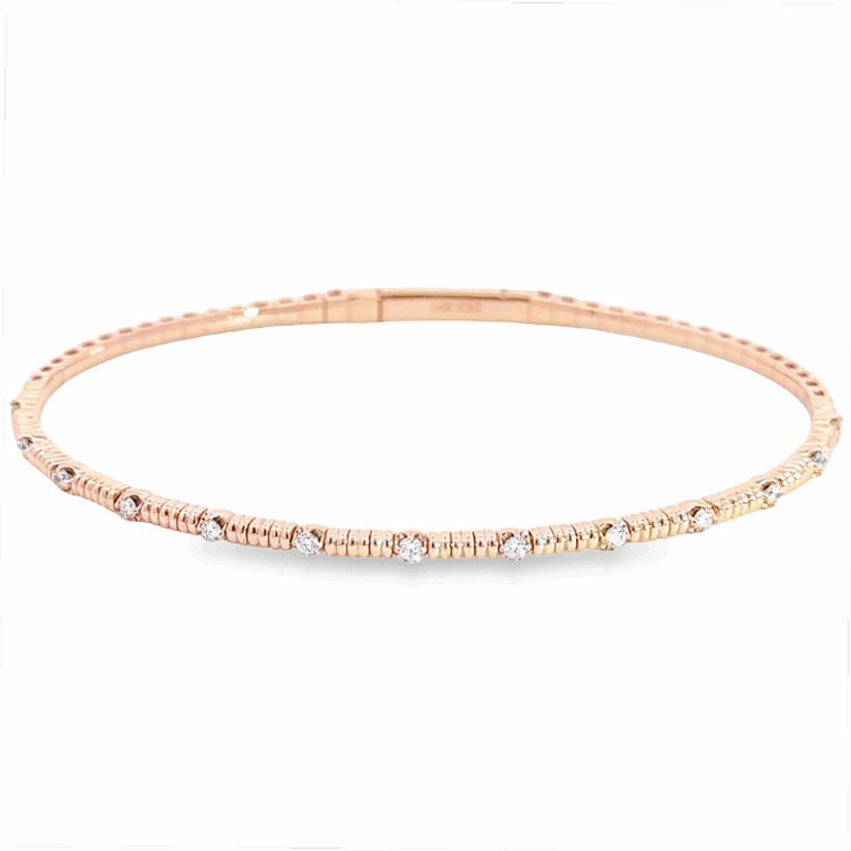 14K Rose Gold Flexible Accented Metal Bangle with .20ctw Diamonds Size 6.25 Bracelets 6