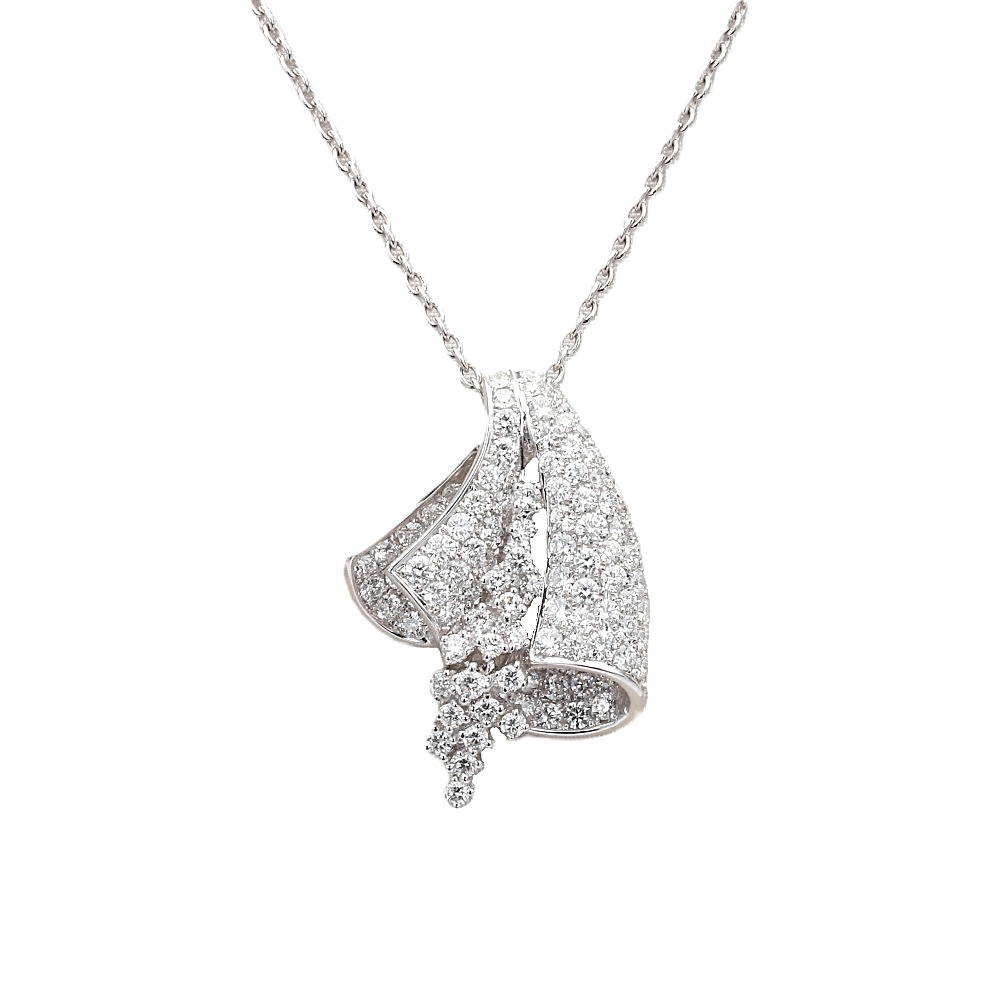 18K White Gold Vintage Style Pendant with 2.04ctw Diamonds Fine Jewelry