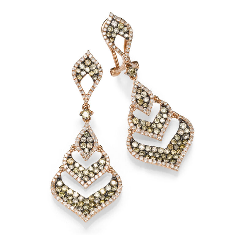 14K Rose Gold & Black Rhodium Chandelier Earrings with 2.39ctw Light Brown Diamonds Earrings 3