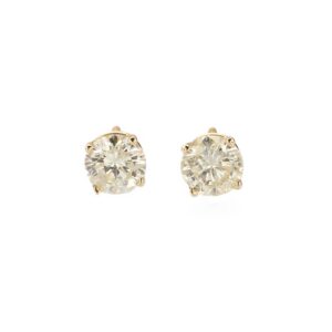 14K Yellow Gold Solitaire Studs with 1.45ctw Round Diamonds (K, SI2)