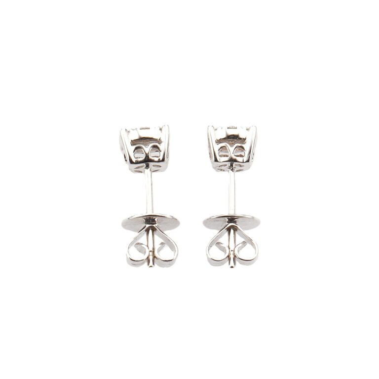 18K White Gold Illusion Cluster Studs with .39ctw Round Diamonds Earrings 4