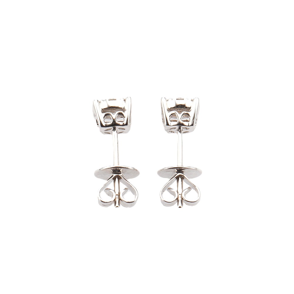18K White Gold Illusion Cluster Studs with .39ctw Round Diamonds Earrings 2