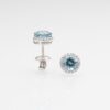 14K White Gold March Birthstone Studs with 1.50ctw Aquamarine & .22ctw Diamond Halo Earrings 8