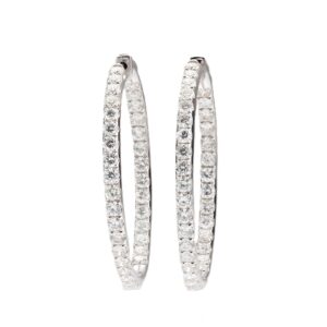 18K White Gold Hoops with 3.25ctw Diamonds
