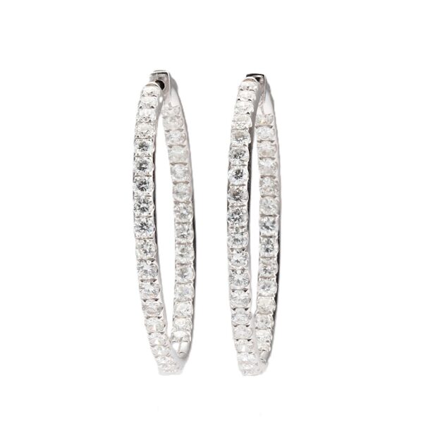 18K White Gold Hoops with 3.25ctw Diamonds Earrings 5