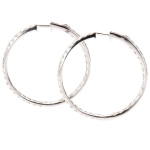 18K White Gold Hoops with 3.25ctw Diamonds
