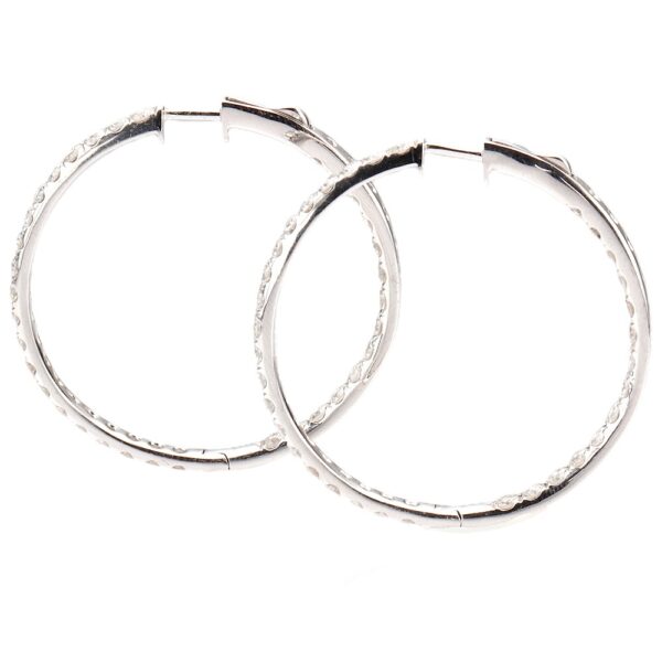18K White Gold Hoops with 3.25ctw Diamonds Earrings 6
