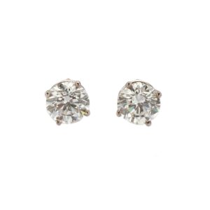 14K White Gold Solitaire Studs with 2.02ctw Round Diamonds (G/H, VS1)