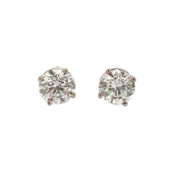 14K White Gold Solitaire Studs with 2.02ctw Round Diamonds (G/H, VS1) Earrings 5