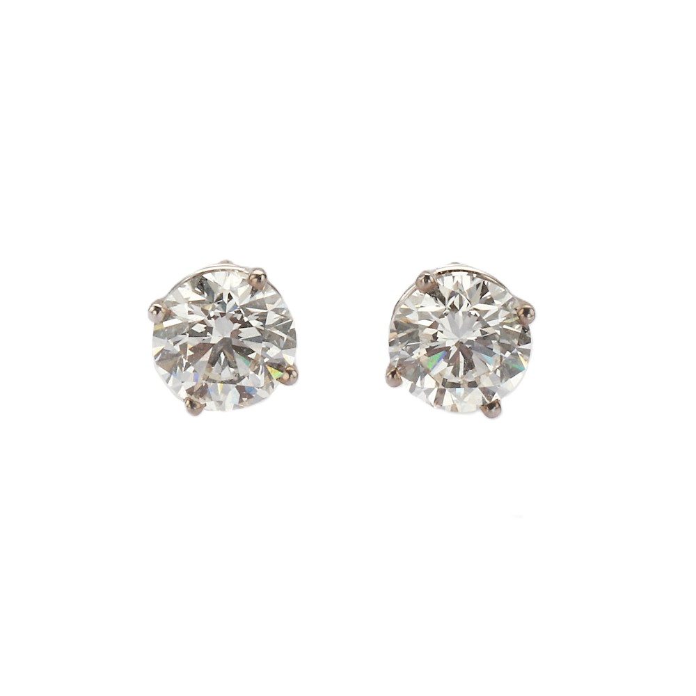 14K White Gold Solitaire Studs with 2.02ctw Round Diamonds (G/H, VS1) Earrings
