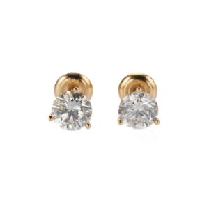 14K Yellow Gold Solitaire Studs with 2.07ctw Round Diamonds (I, VVS2)
