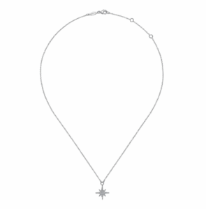 14K White Gold Starburst Necklace with .24ctw Diamonds 17.5″ Fine Jewelry 6