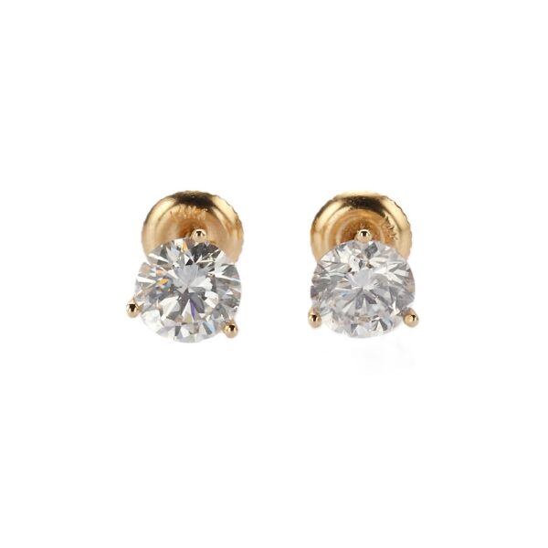 14K Yellow Gold Martini Solitaire Studs with 1.93ctw Round Diamonds (G/H, SI) Earrings 5