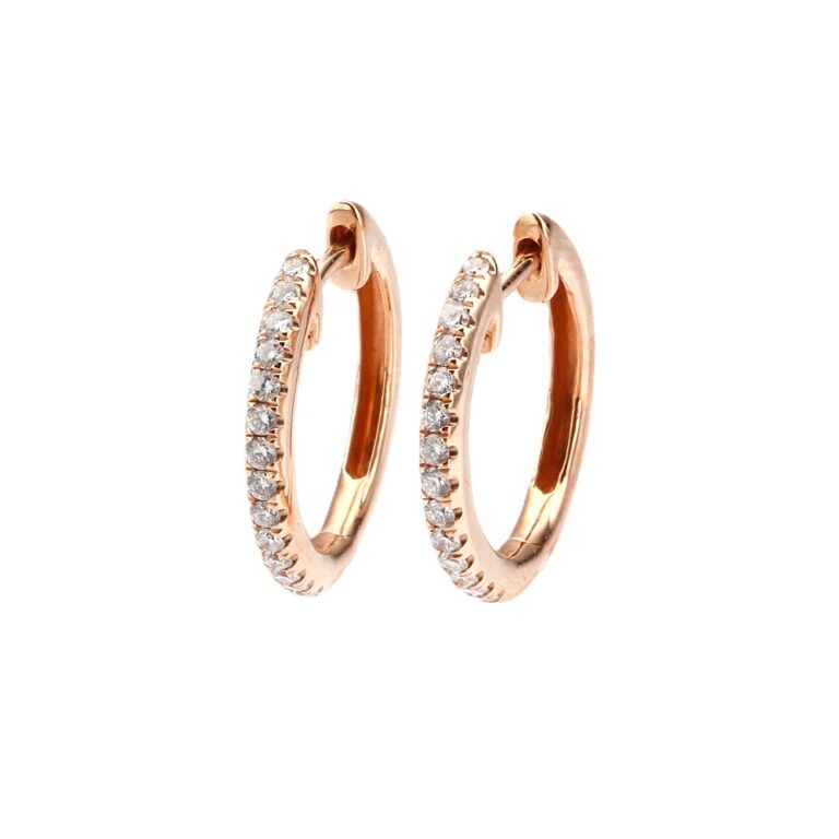 14K Rose Gold Hoops with .29ctw Diamonds 17mm Earrings 3