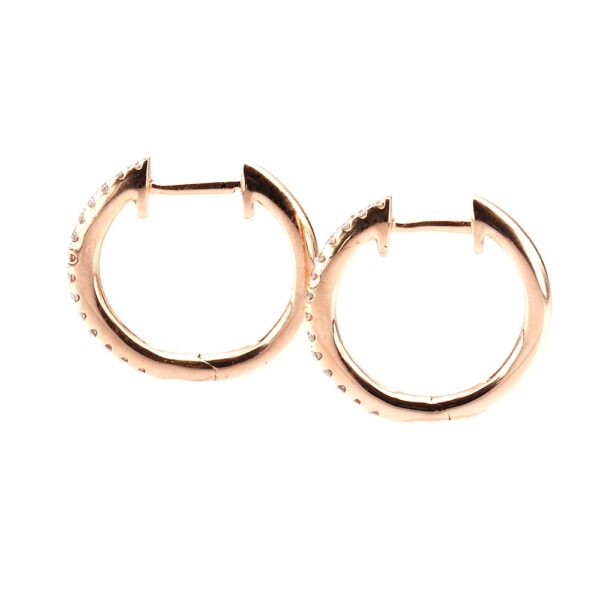14K Rose Gold Hoops with .29ctw Diamonds 17mm Earrings 6