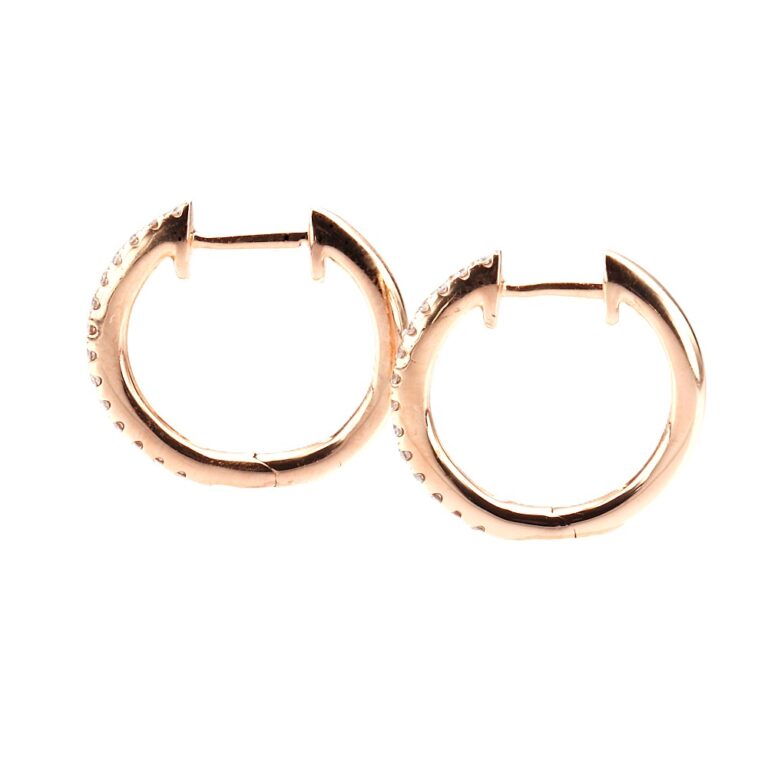 14K Rose Gold Hoops with .29ctw Diamonds 17mm Earrings 4