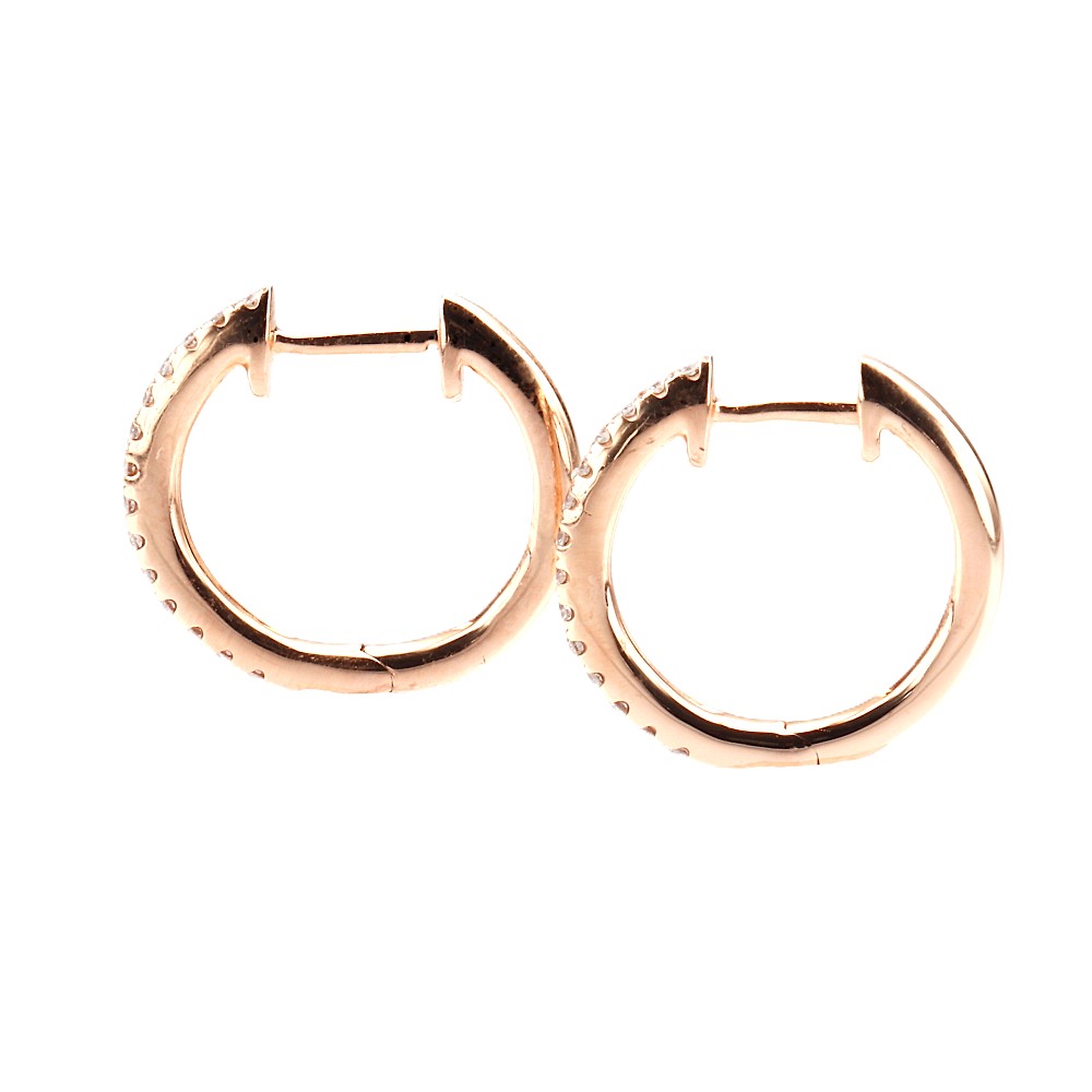 14K Rose Gold Hoops with .29ctw Diamonds 17mm Earrings 2