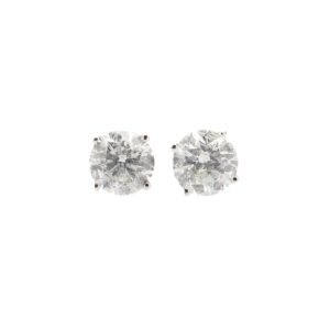 14K White Gold Solitaire Studs with 2.53ctw Round Diamonds (G/H, SI)