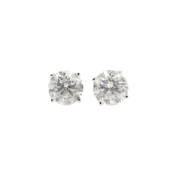 14K White Gold Solitaire Studs with 2.53ctw Round Diamonds (G/H, SI) Earrings 5