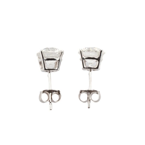 14K White Gold Solitaire Studs with 2.53ctw Round Diamonds (G/H, SI) Earrings 6