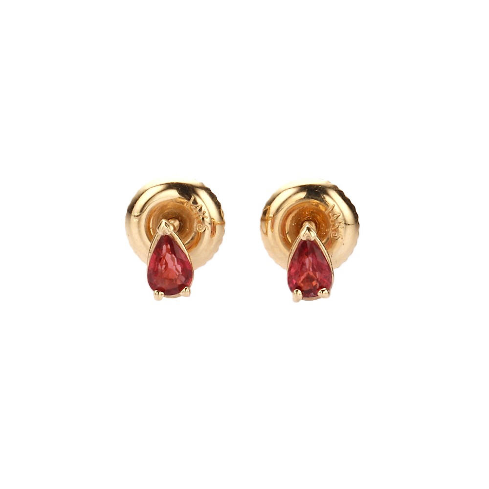 14K Yellow Gold Studs with .29ctw Pear Rubies Earrings