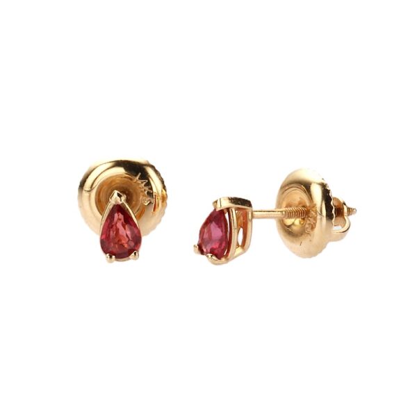 14K Yellow Gold Studs with .29ctw Pear Rubies Earrings 6