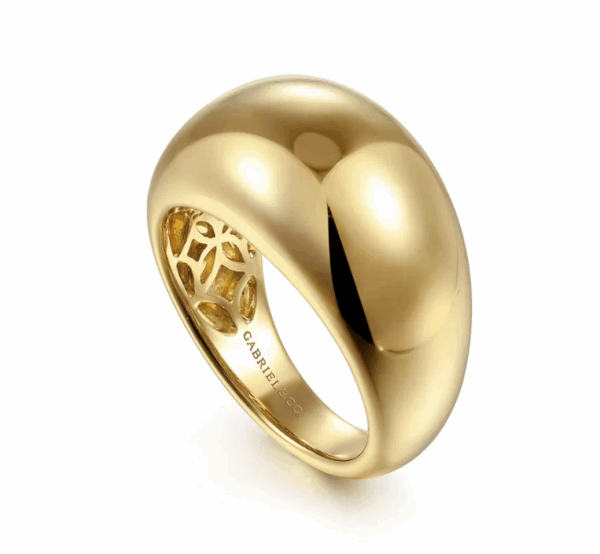 14K Yellow Gold High Polish Dome Ring Size 6.5 Fine Jewelry 13