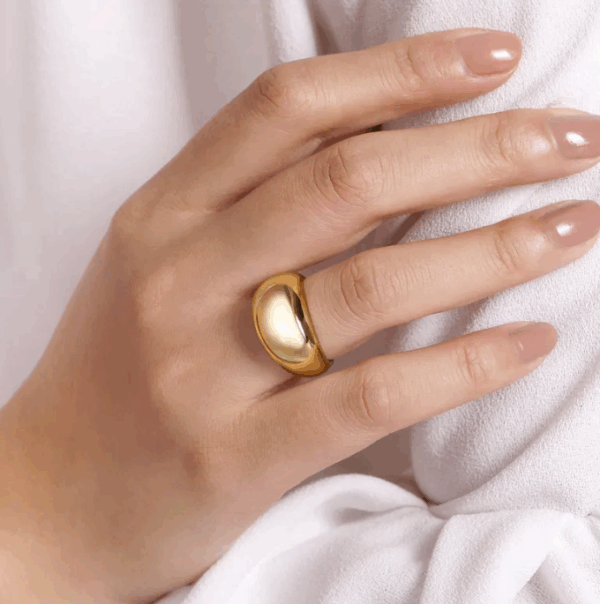 14K Yellow Gold High Polish Dome Ring Size 6.5 Fine Jewelry 12