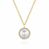 14K Yellow Gold June Birthstone Pendant with .35ct Freshwater Pearl & .13ctw Diamond Halo 14-16″ Fine Jewelry 10