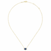 14K Yellow Gold East-West Pendant with .93ct Oval Blue Sapphire & .11ctw Diamond Halo 17.5″ Fine Jewelry 12