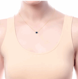 14K Yellow Gold East-West Pendant with .93ct Oval Blue Sapphire & .11ctw Diamond Halo 17.5″ Fine Jewelry 5