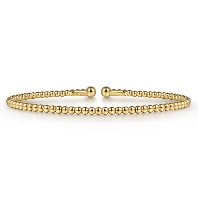 14K Yellow Gold Bujukan Bead Bangle Size 6.25 Bracelets