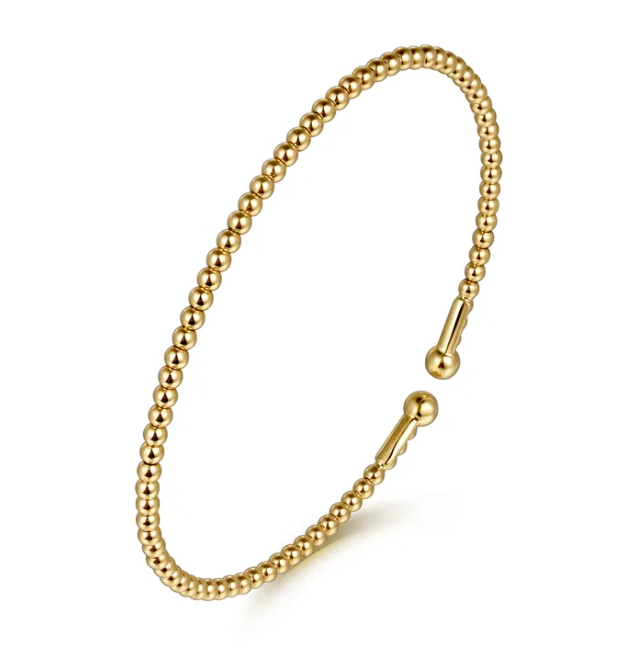 14K Yellow Gold Bujukan Bead Bangle Size 6.25 Bracelets 3