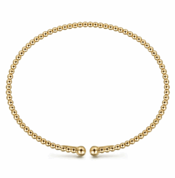 14K Yellow Gold Bujukan Bead Bangle Size 6.25 Bracelets 12