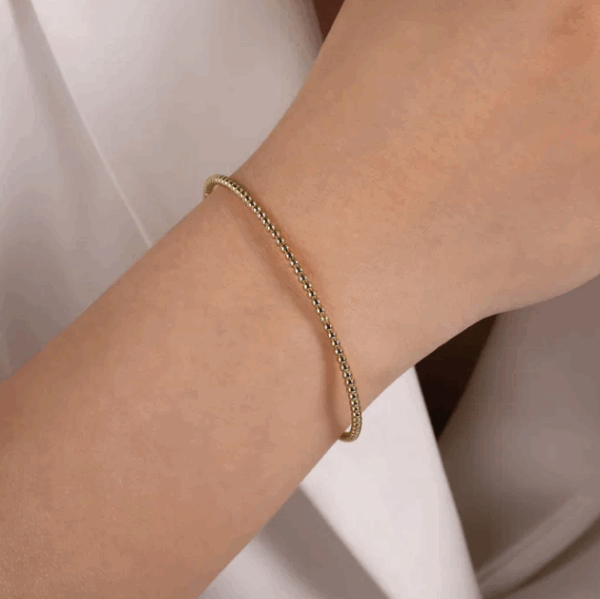 14K Yellow Gold Bujukan Bead Bangle Size 6.25 Bracelets 10