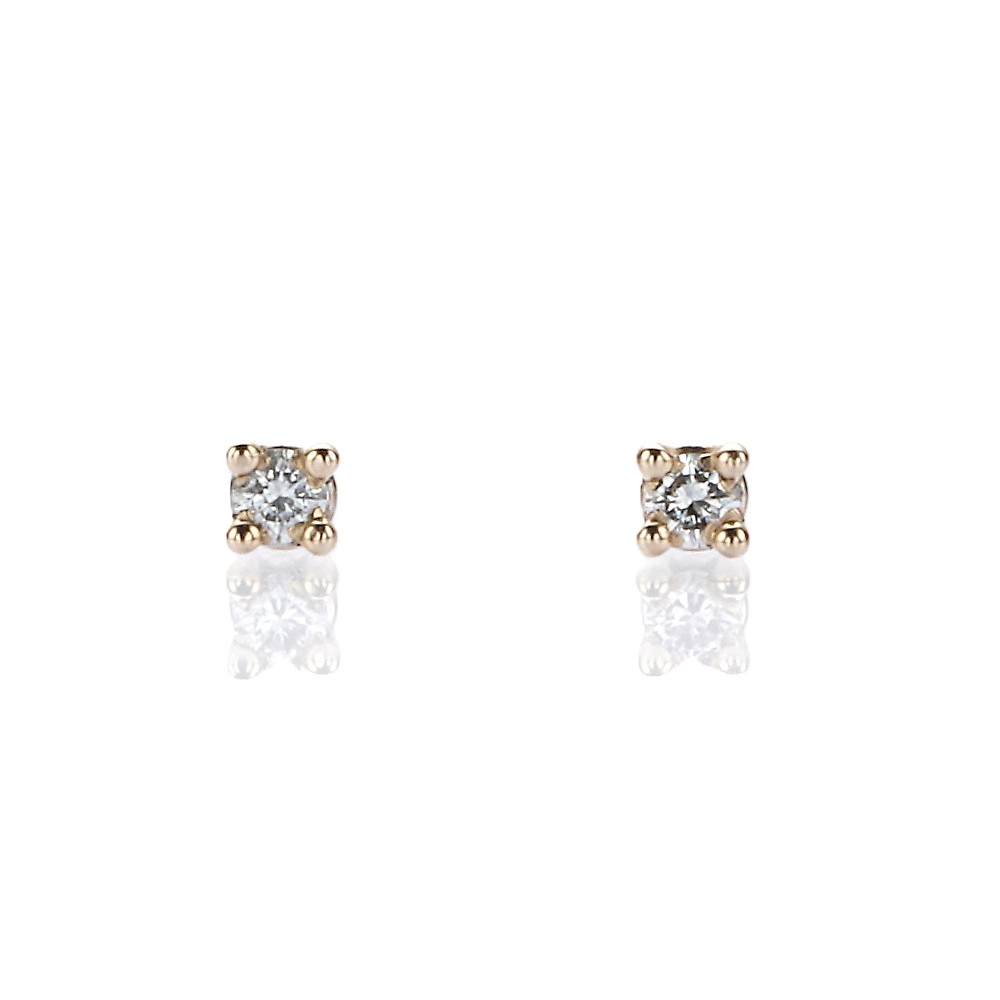 14K White Gold Solitaire Studs with .07ctw Round Diamonds (G/H, SI) Earrings